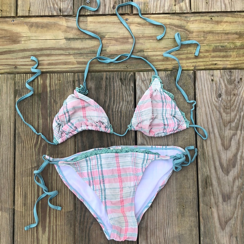 Plaid & Laced Bikini Set